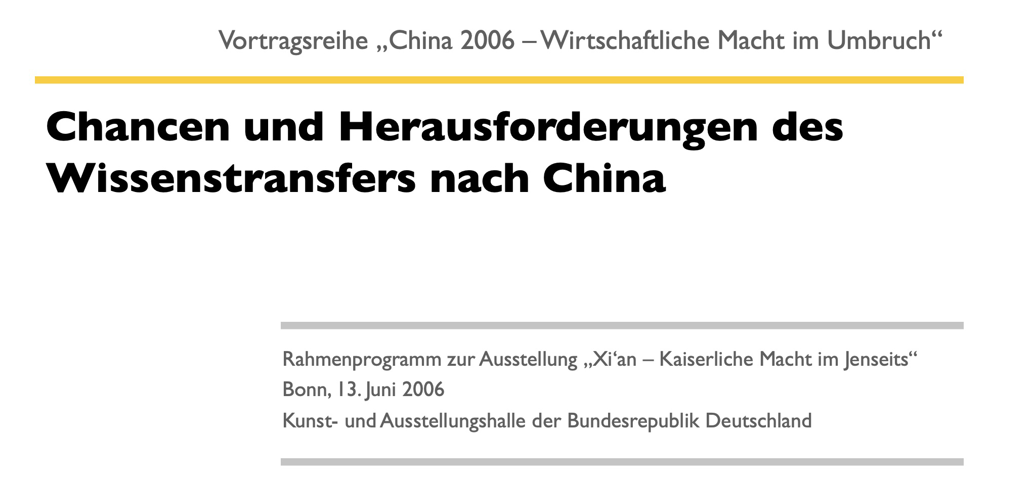 Chancen und Herausforderungen des Wissenstransfers nach China